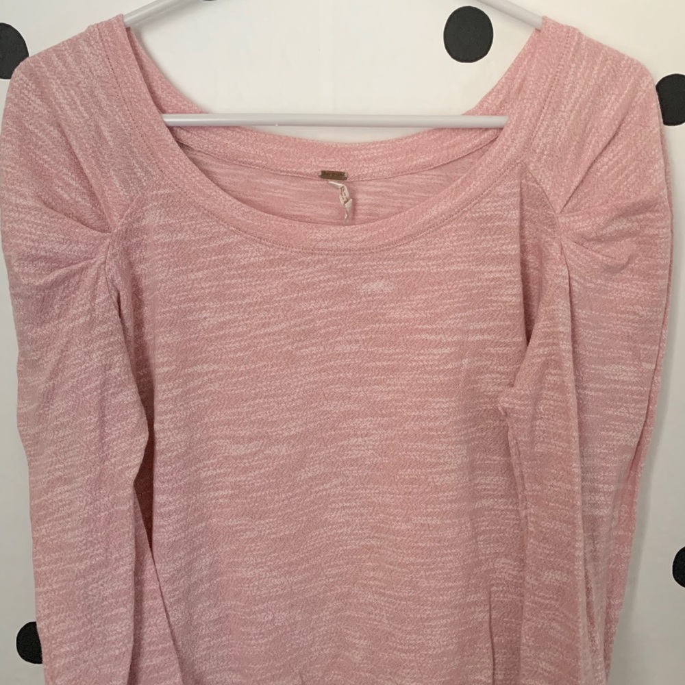 MAKE OFFER EUC FREE PEOPLE MARLED RUCHED SHIRT M - Picture 3 of 8